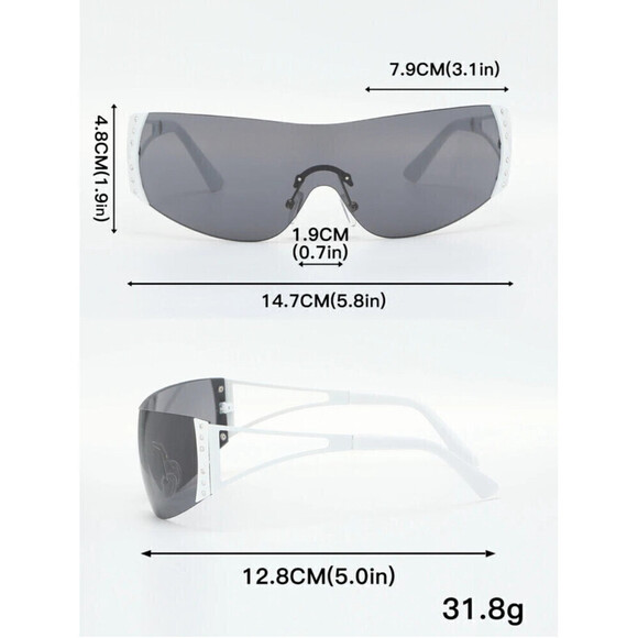 Frameless Large Glasses With White Side Rims - Picture 8 of 8